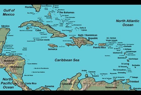 Mar do Caribe - mapa onde fica o caribe