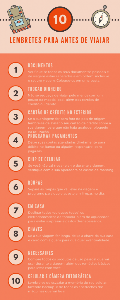 10 lembretes para antes de viajar