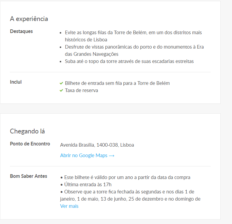 Get Your Guide informações sobre o passeio