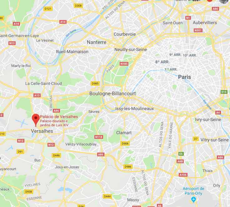 Mapa De Paris A Versalhes - como chegar ao Palácio de Versalhes