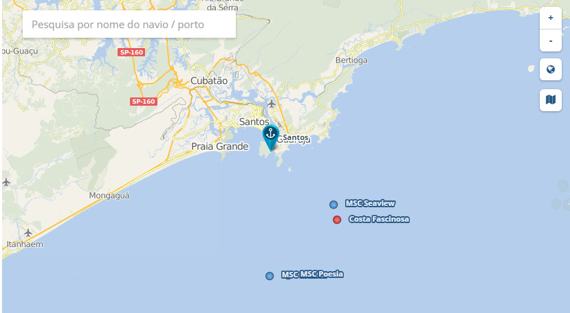 onde estão os navios de cruzeiro