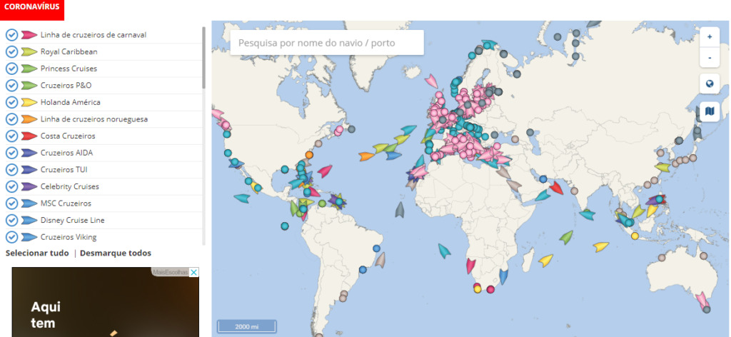 onde estao os navios de cruzeiro